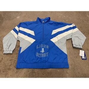 Detroit Lions Jacket Pullover Womens Large Blue Gray NFL Football Starter